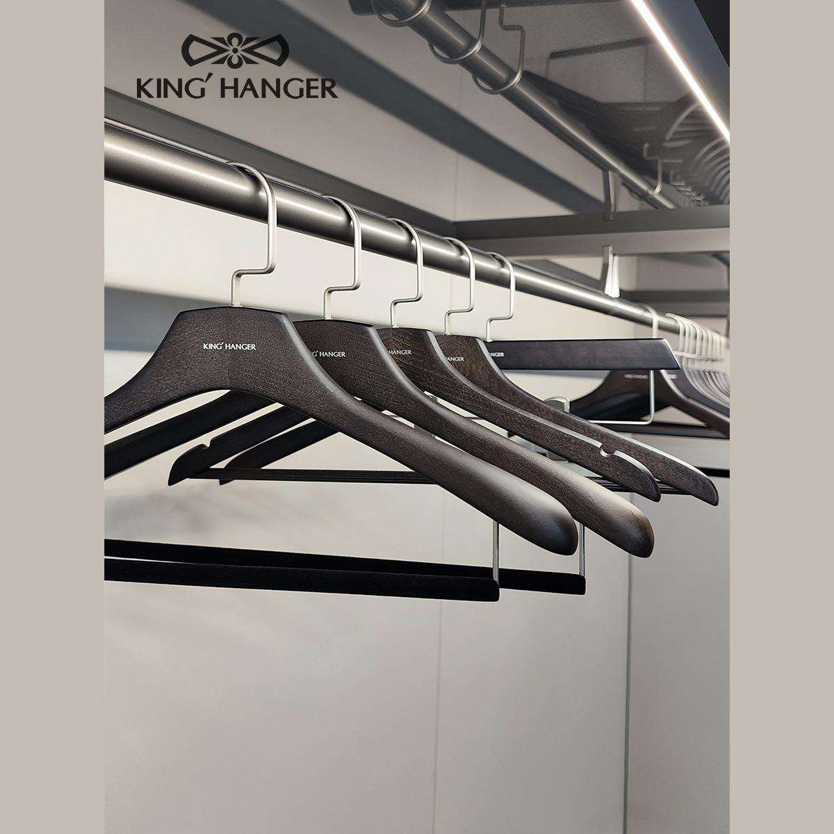 金领结高档黑色实木衣架衣柜衣帽架专用衣挂高端木质无痕防滑衣撑