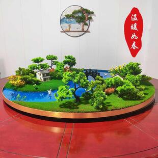圆桌转盘中间摆花餐桌摆件轻奢高档中餐宴会主题摆设包厢桌面装饰