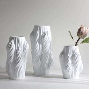 现代艺术褶皱树桩花瓶树脂花器客厅设计师干花插花餐桌装饰品摆件