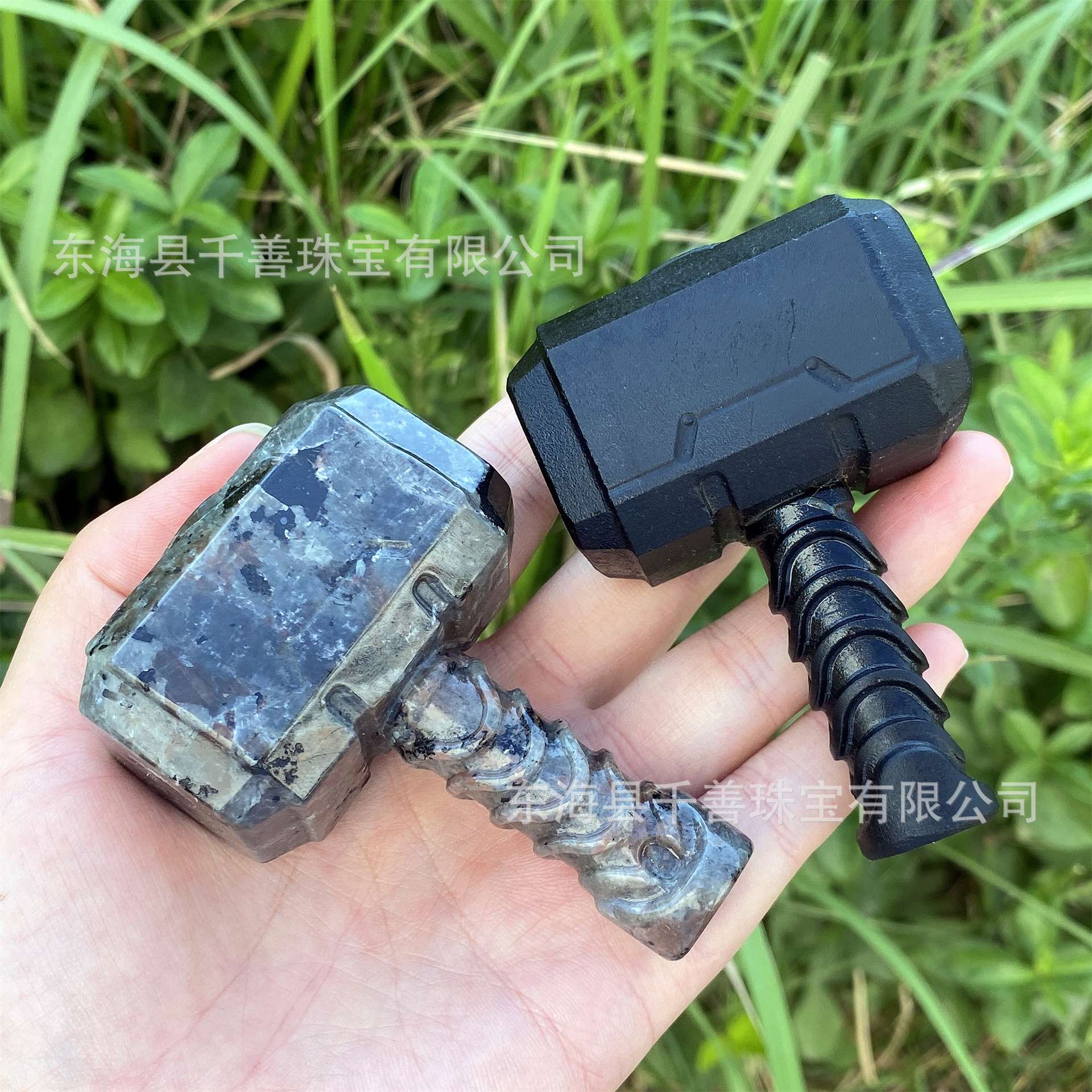 天然水晶黑曜石/火焰石锤子跨境爆款手工DIY 雕刻件水晶创意摆件