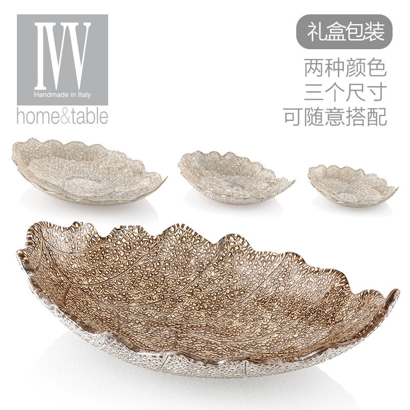 进口手工玻璃甜点盘沙拉盘碗透明水晶北欧客厅家用水果盘摆件