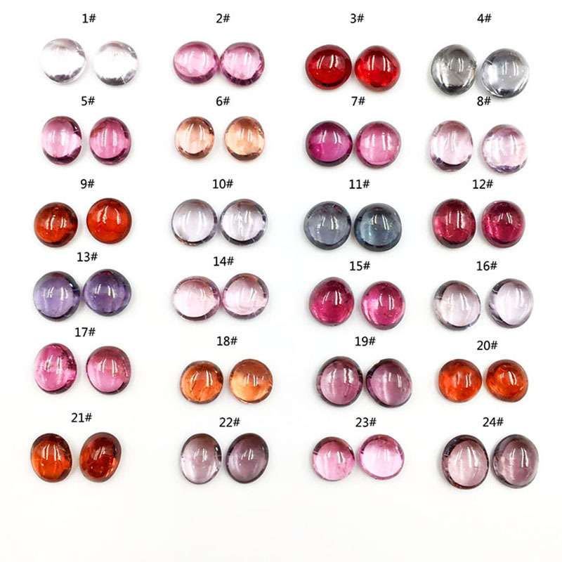 天然无处理彩色尖晶石蛋面裸石工厂多色缅甸产红尖晶素面配对