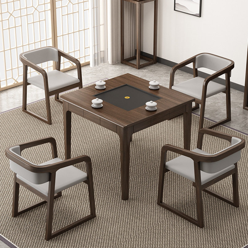 新中式实木四方桌八仙桌打棋牌桌阳台茶桌茶台餐桌椅组合小型茶台