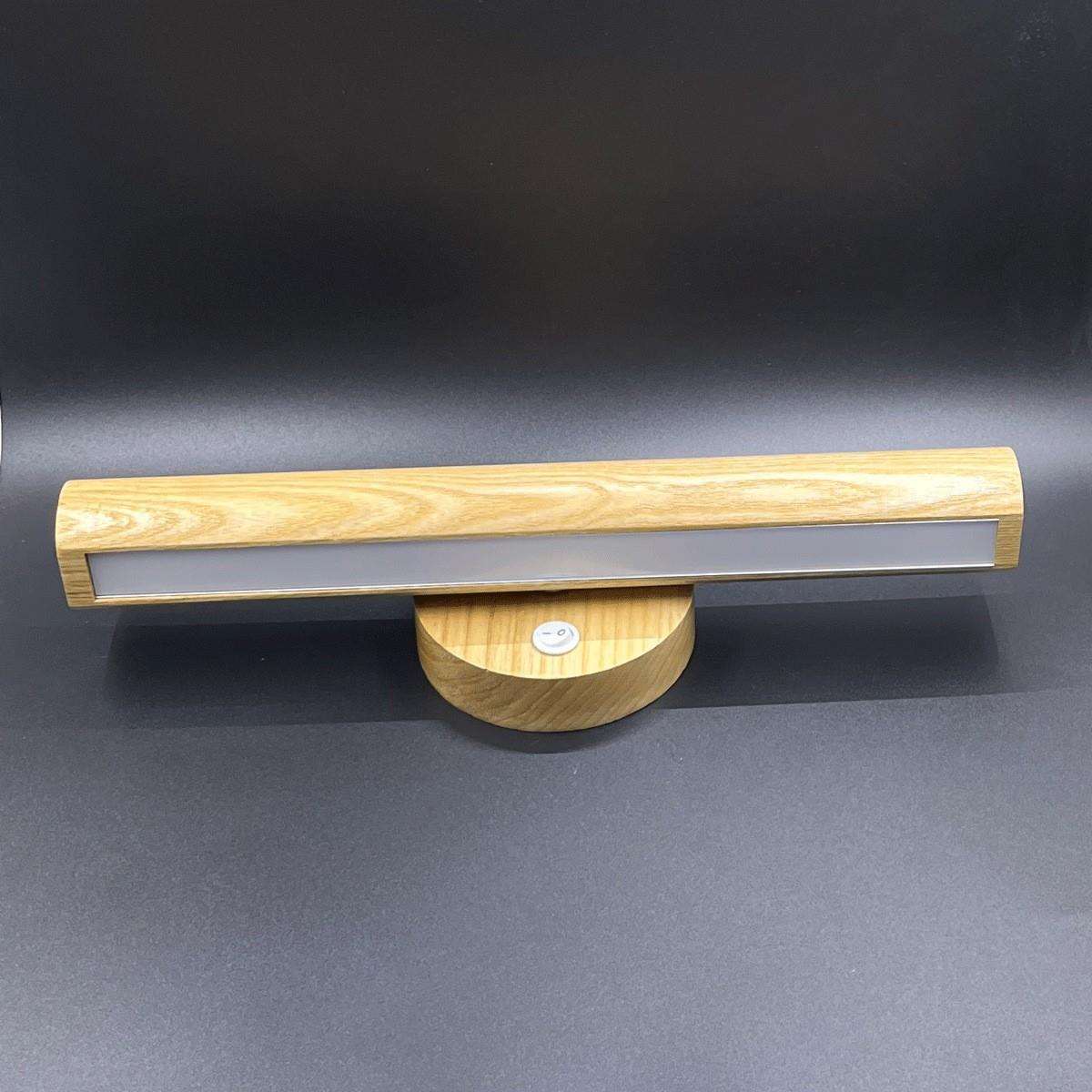 三色变光实木壁灯简约卧室床头挂灯白光暖光中性光木质LED镜前灯