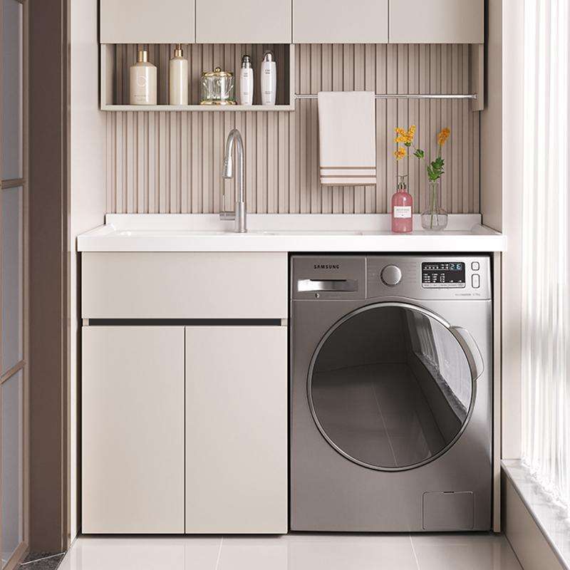 阳台洗衣机柜不锈钢洗手洗漱洗衣机伴侣高低阳台洗衣盆一体柜