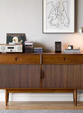 时慢餐边柜复古客厅实木斗柜储物床尾柜中古收纳柜轻奢北欧玄关柜