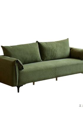 布艺沙发客厅2025新款小户型出租房双三人位大象耳朵直排简易沙发