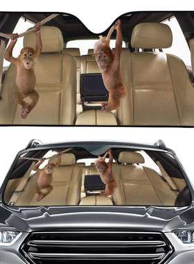 汽车遮阳板挡前挡风可爱猴子玻璃防晒隔热板来图印花外贸