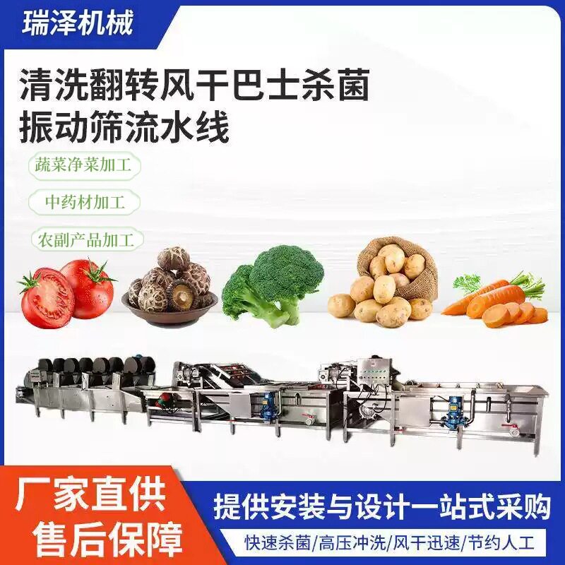 山野菜清洗风干线天麻自动清洗杀菌设备上海青清洗风干流水线
