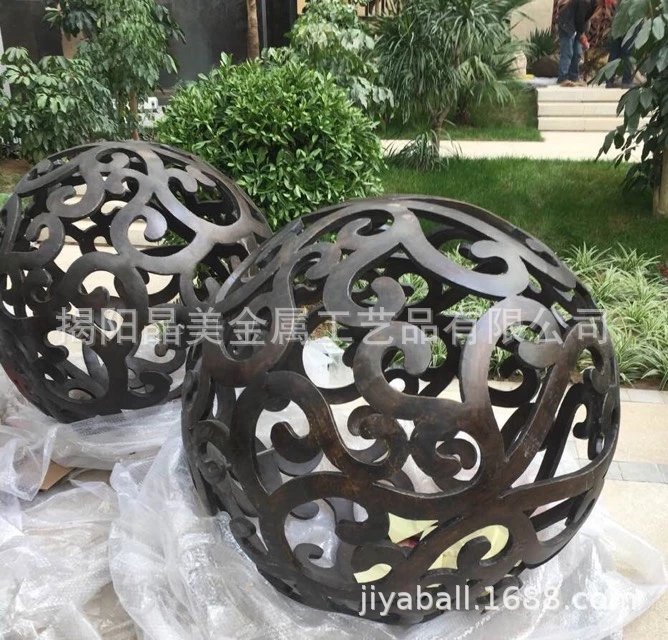 揭阳厂家多规格多图案镂空不锈钢球公园室外观赏装饰圆球
