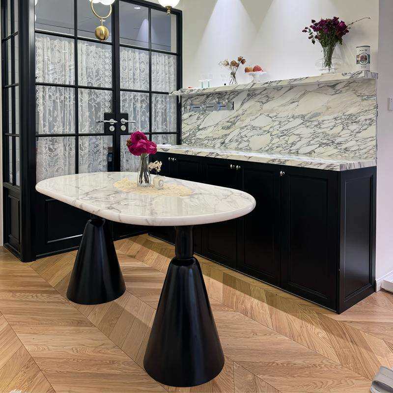法式奶油风大理石圣杯餐桌黑色椭圆形岩板餐桌家用网红餐桌椅,鲜花速递/花卉仿真/绿植园艺,割草机/草坪机,淘宝优惠券,粉丝福利购,淘宝优惠卷