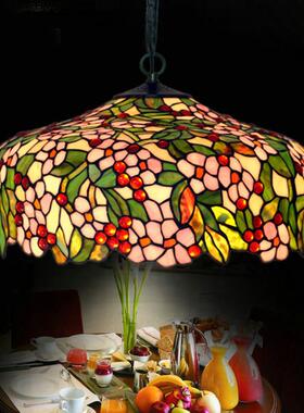 直销20寸欧式创意帝凡尼吊灯客厅卧室餐厅灯手工彩玻灯