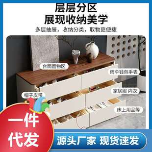 简约风现代五斗柜客厅靠墙收纳柜法式复古卧室床尾床头储物抽屉柜