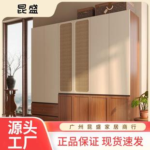 中古分段式实木藤编衣柜一门到顶免拉手现代简约书桌欧松板大衣橱