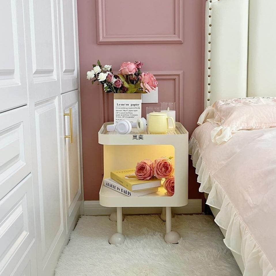 床头柜简约边几现代家用卧室小户型边柜创意置物高级感架子铁艺