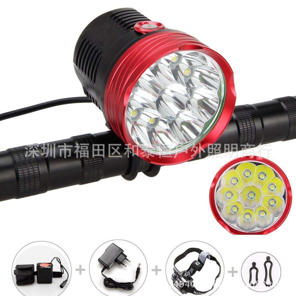 10T6单车前灯大功率T6/L2自行车夜骑灯12000LM超高亮山地车XT10