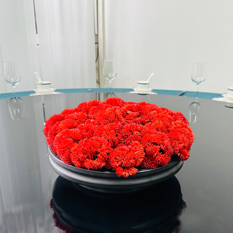 酒店转盘摆花餐桌花仿真花圆形圆桌餐厅桌面中间假花别墅高档装饰