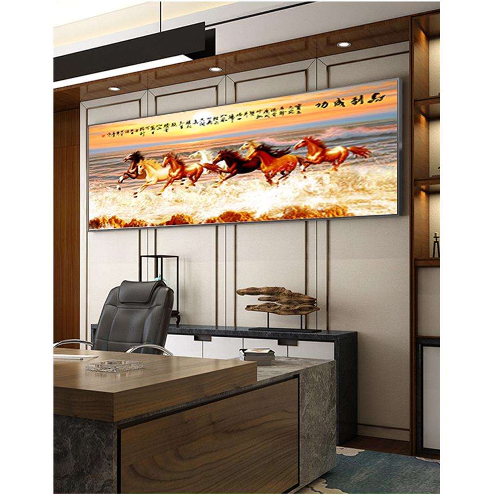 马到成功字画骏马图八骏图挂画新中式客厅墙壁画办公室装饰画国画