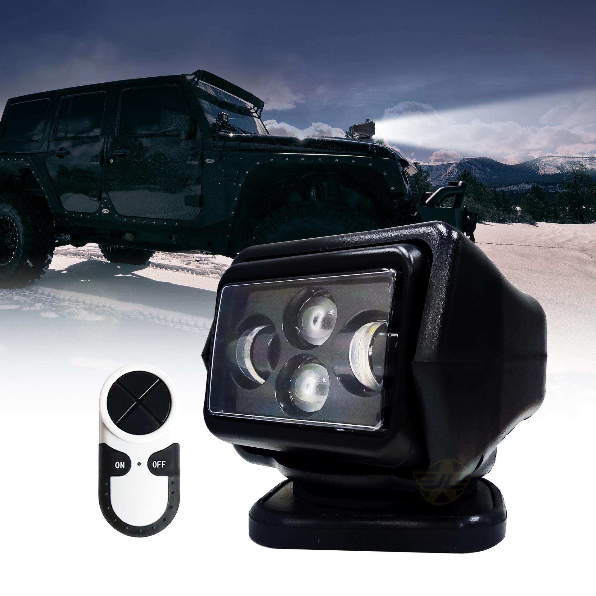 100WLED无线遥控灯车载照明搜索灯探照灯大灯自带旋转功能有线遥