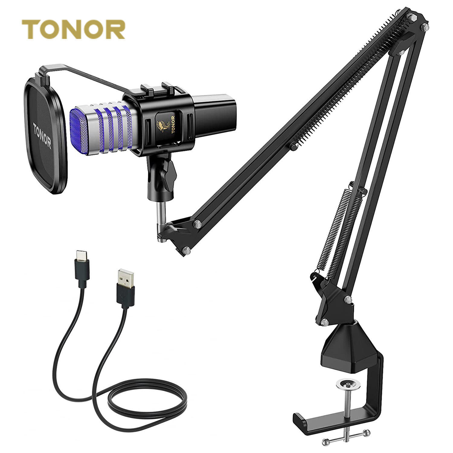 TonorTC30S+USB电容RGB游戏麦克风套件带吊杆支架RGB灯效直播话筒图片