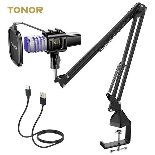 TonorTC30S+USB电容RGB游戏麦克风套件带吊杆支架RGB灯效直播话筒