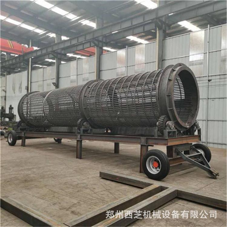 大型无轴滚筒筛沙移动式柴油泥石土石筛分设备1240移动砂石滚筒筛