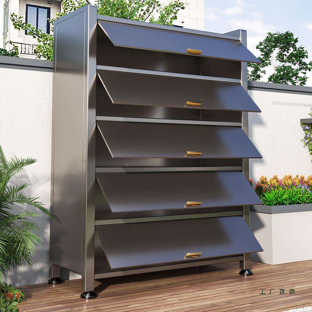 阳台收纳柜子防尘防晒钢制储物柜户外铁皮杂物柜家用置物架子