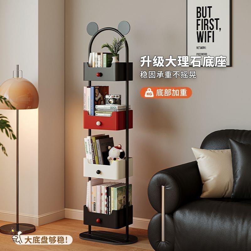 可移动书架多层儿童收纳架阅读家用置物架小推车带轮落地简易书柜