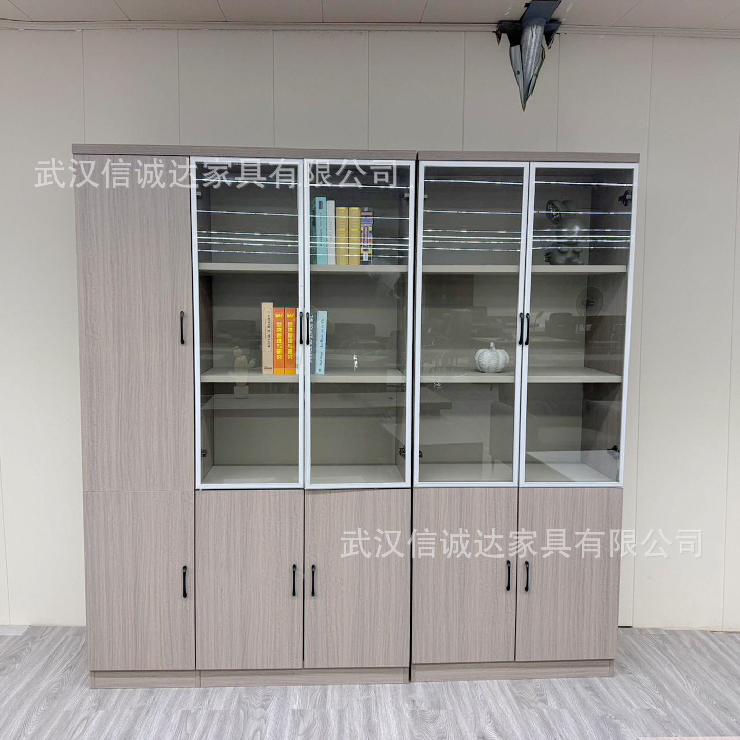 湖北落地柜资料背景柜木质文件柜展示档案简约现代办公室配套书柜