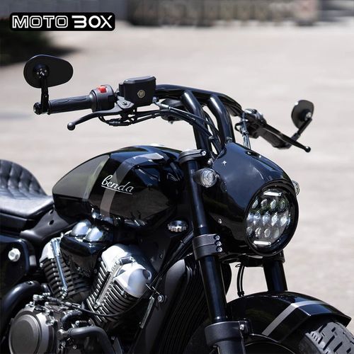 奔达灰石250改装圆大灯总成带头罩复古LEND高亮前照灯车头灯配件