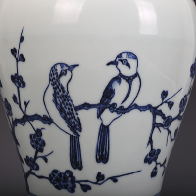 明宣德瓷器青花花鸟纹梅瓶古董古G玩明清老瓷器旧货老货收藏