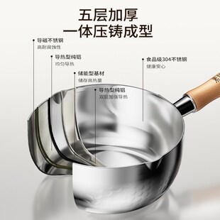 SOWE素c味小奶锅日式雪平锅宝宝辅食锅不锈钢婴儿家用泡面汤锅