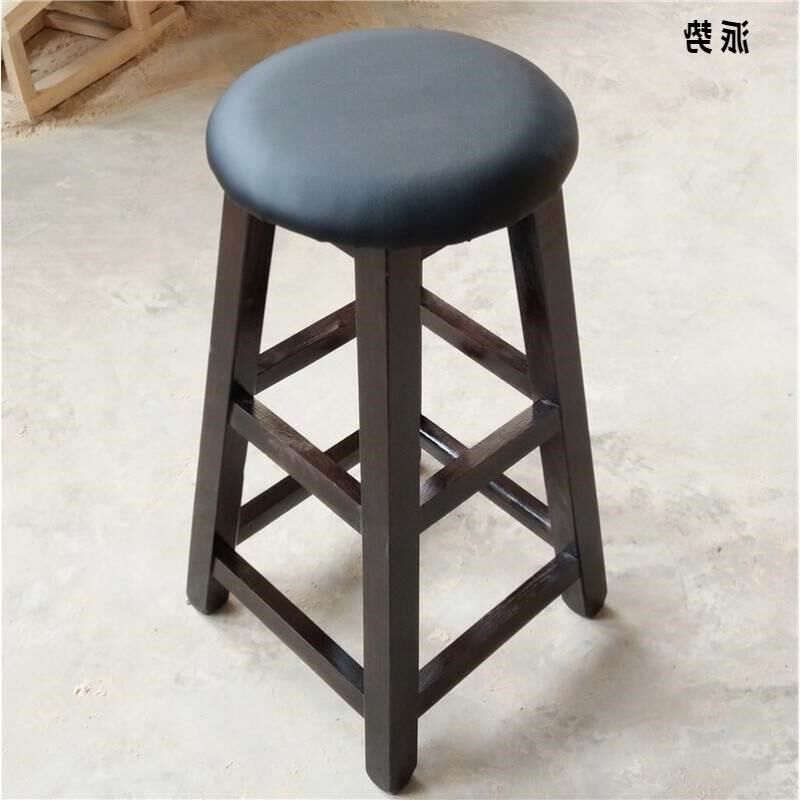 吧台椅实高木酒吧凳子吧复凳古木质凳凳KTV实木T高脚凳家用圆木凳