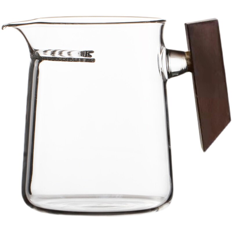 月牙玻璃公道杯木把柄茶漏u一体耐热加厚泡茶分茶器套装家用公杯