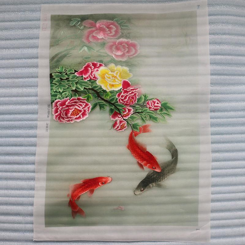 苏绣装饰画客厅手工刺绣办公室挂画苏州书L房绣片插花瓶绣片定制