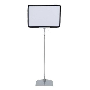 万尊立式标示牌银色杆r+黑色A4海报框仓库落地支架标识牌