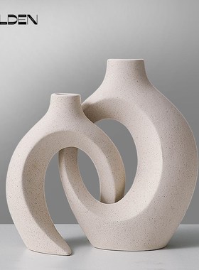 现代简约北欧陶瓷白色花瓶inxs风创意花器插花摆件酒店客房装饰品