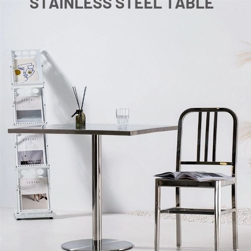 工业风201不锈钢餐桌圆桌出租房小方桌吃饭桌T餐桌正方形圆形桌