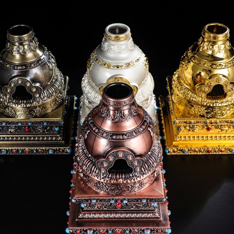 藏式八吉祥熏f香炉家用复古多色烟供炉藏传民族室内烟供煨桑炉摆