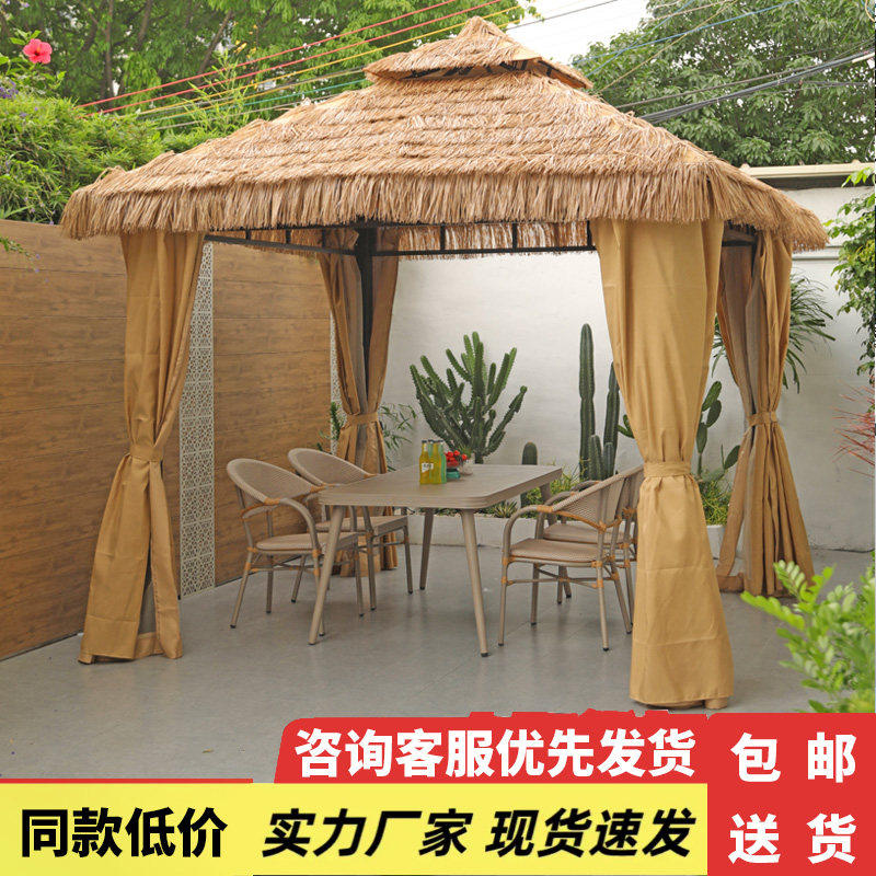 户外凉亭庭院稻草遮阳棚休闲农场帐篷民宿休闲凉棚风景区茅草四角