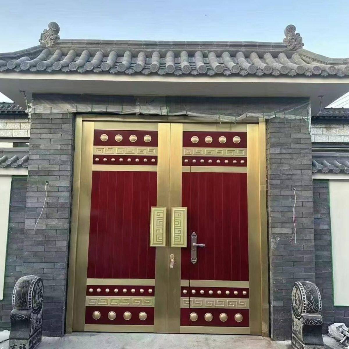 定制纯铜门 不锈钢镀铜门 别墅大门庭院门进户门农村改造院墙大门