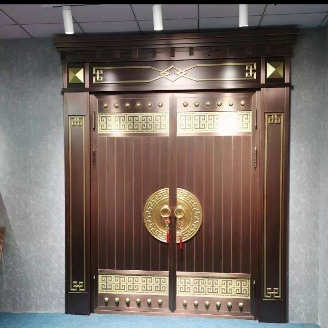 定制户外纯铜门304不锈钢镀铜门 别墅大门庭院门 院墙入户堂屋门
