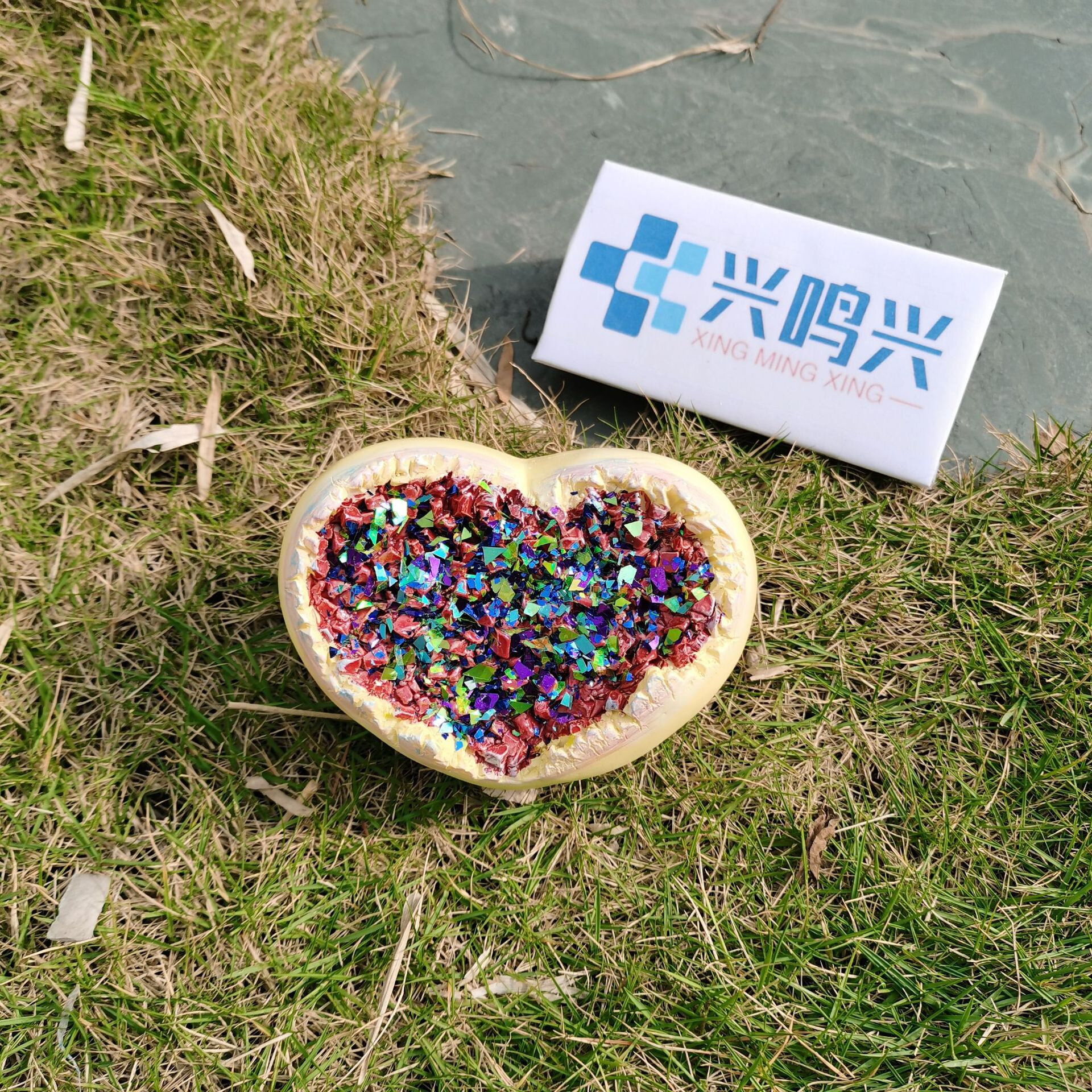 热销天使光环水晶之心蛋白石光环心形水晶树脂工艺摆件