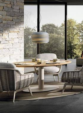 阳跨境北欧外户沙发庭院别墅藤编沙发民宿台66626花园户柚木外沙