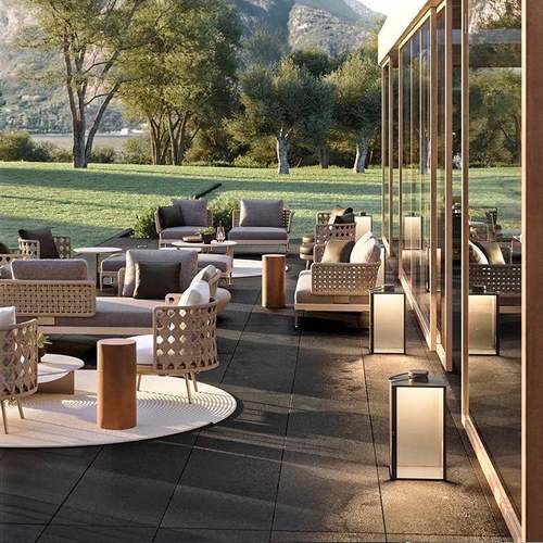 46193外柚木沙发庭院别简墅阳露天台休闲藤户编沙发室外约实木沙