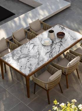 木定制跨境柚藤编桌椅组36698合庭花院外别墅柚木户家具民宿园户