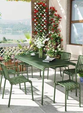 现代约休闲庭院户外椅奶店咖啡厅97415铁艺彩色茶露天简桌椅桌套