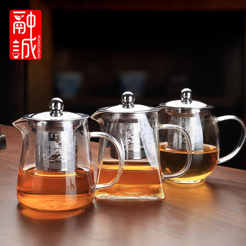 玻璃茶壶茶具家用花茶水壶加厚耐高温泡茶壶内置过滤网单壶可加热