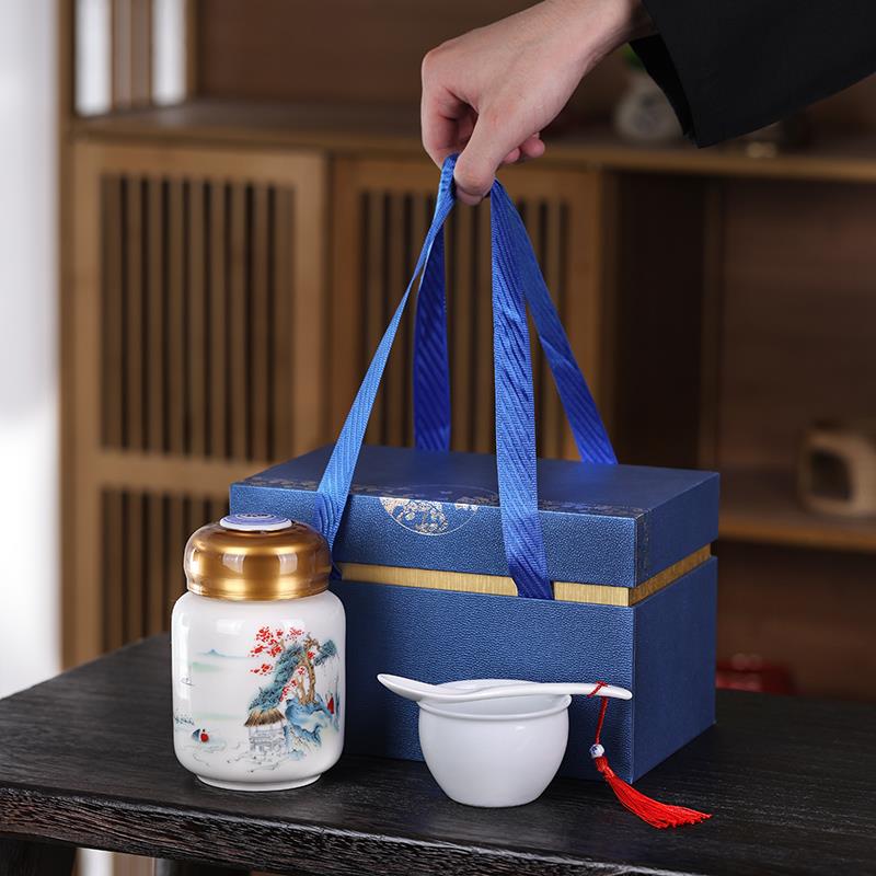 陶瓷密封罐防潮储物罐药粉膏方专用罐大号小号储存罐子茶仓礼盒装