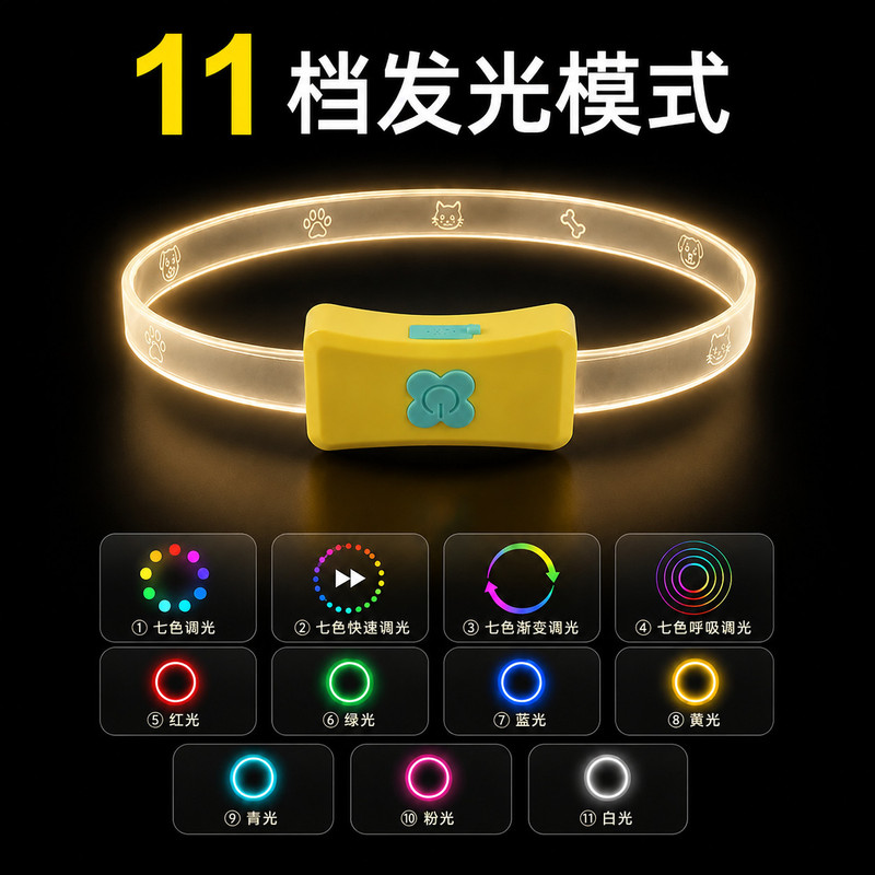 充电式狗狗夜光项圈可裁剪夜间遛狗防丢大小型发光颈圈